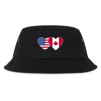 USA Kanada Flagge Herz - Kinder Bucket Hat - Schwarz - Vorne