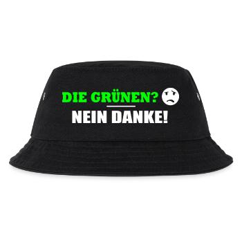 DIE GRÜNEN NEIN DANKE - Kinder Bucket Hat - Schwarz - Vorne