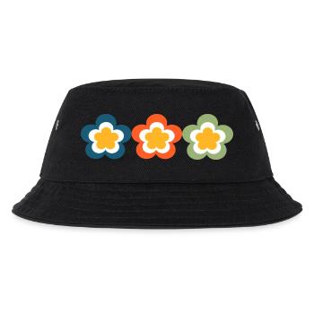 70er Jahre Blume Muster - Kinder Bucket Hat - Schwarz - Vorne