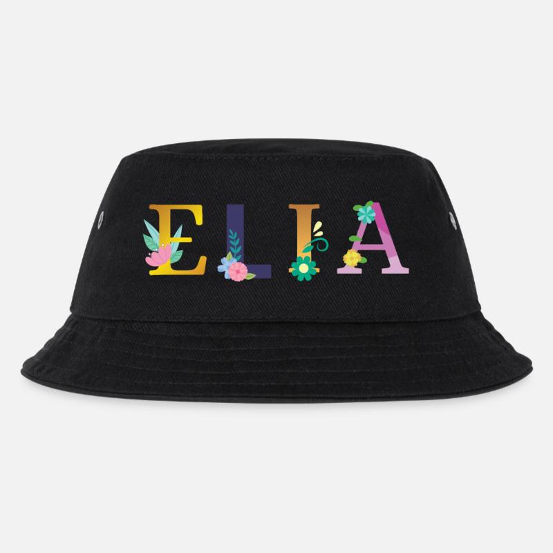 ELIA Name mit Blumen geschmückt - Kinder Bucket Hat - Schwarz