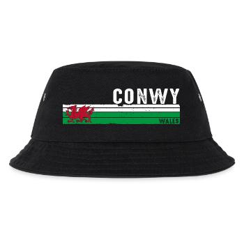 Entdecken Sie Conwy Wales Retro Design für die walisische Kultur - Kinder Bucket Hat - Schwarz - Vorne
