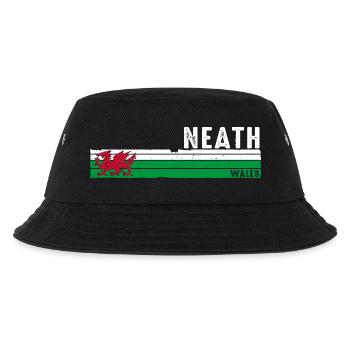 Neath: Umarmen Sie walisischen Charme mit Retro-Design - Kinder Bucket Hat - Schwarz - Vorne
