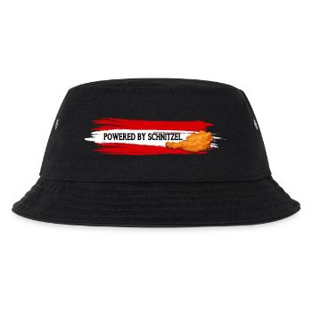 Powered By Schnitzel Österreich Humor Shirt - Kinder Bucket Hat - Schwarz - Vorne