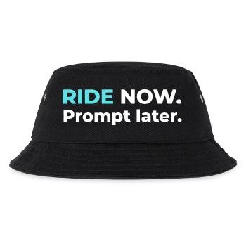 Ride now. Prompt later. – Design in Cyan - Kinder Bucket Hat - Schwarz - Vorne