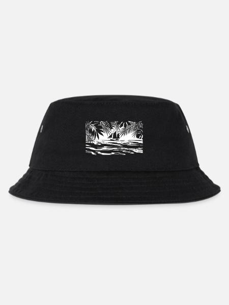 Caribbean, island, ship - Kids’ Bucket Hat - black