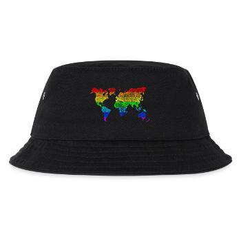 Weltkarte Dots Worldmap World Rainbow - Kinder Bucket Hat - Schwarz - Vorne