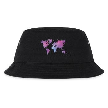 Aquarell Weltkarte in Pastellfarben - Kinder Bucket Hat - Schwarz - Vorne