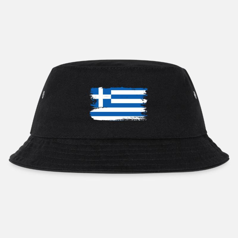 Pinselstrich der griechischen Flagge - Kinder Bucket Hat - Schwarz