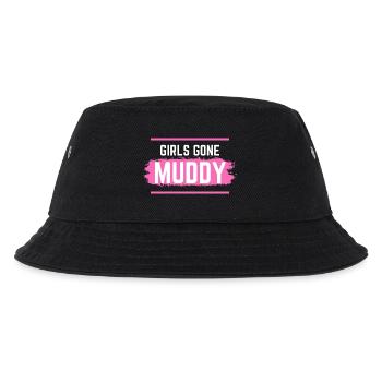 Muddy run shirt mud Matsch Lauf girl Team obstacle - Kinder Bucket Hat - Schwarz - Vorne