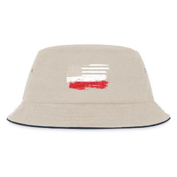 Gebürstete U.S. Flagge Kunst - Kinder Bucket Hat - Natur/Navy - Vorne