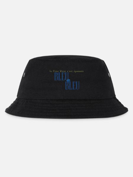 Blue Flower Bloom in French Typography - Kids’ Bucket Hat - black