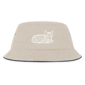 Katze weiß Silhouette Geschenk Katzenliebhaber - Kinder Bucket Hat - Natur/Navy - Vorne