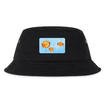 Pisces - Funny Orange Puffer Fish with Air Bubbles - Kids’ Bucket Hat - black - Front