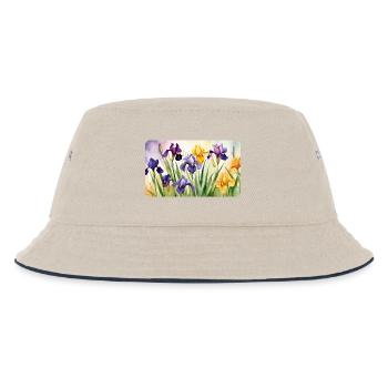 Romantic Irises - Watercolors - Kids’ Bucket Hat - ecru/navy - Front