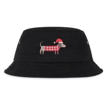 Christmas Dachshund Dog in a Santa Hat and Sweater - Kids’ Bucket Hat - black - Front