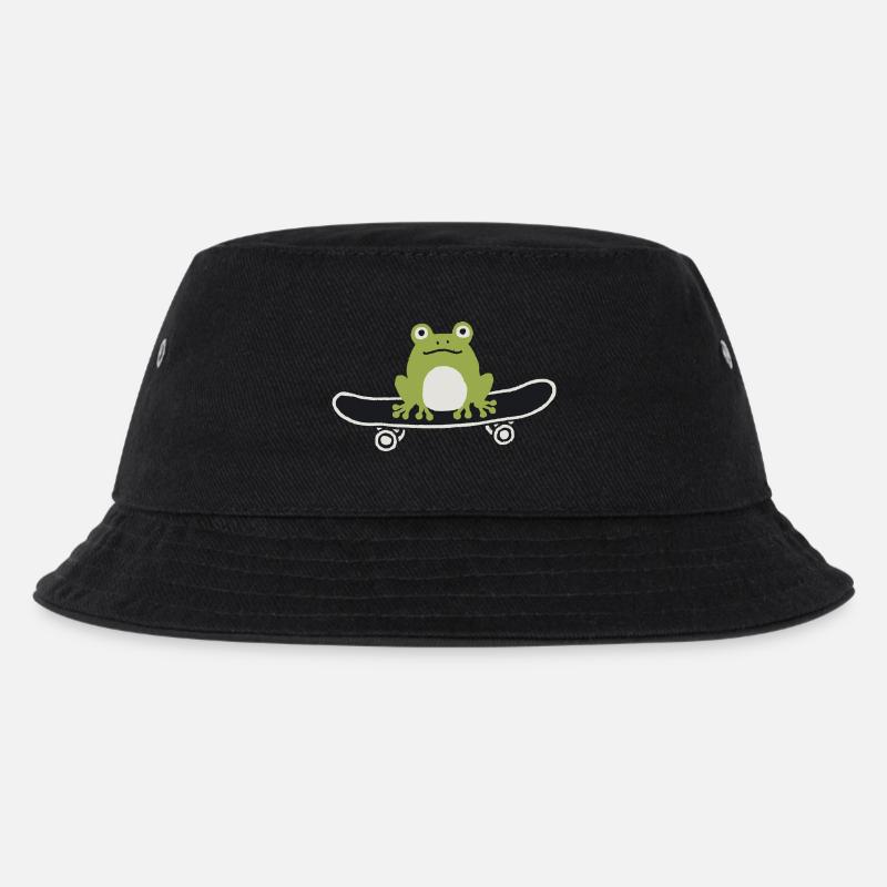 Skateboard fahrender Frosch - Kinder Bucket Hat - Schwarz