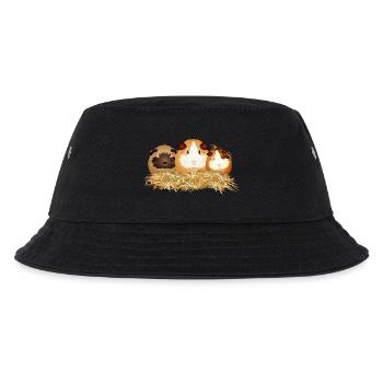 Drei süße Meerschweinchen im Stroh – Freunde - Kinder Bucket Hat - Schwarz - Vorne