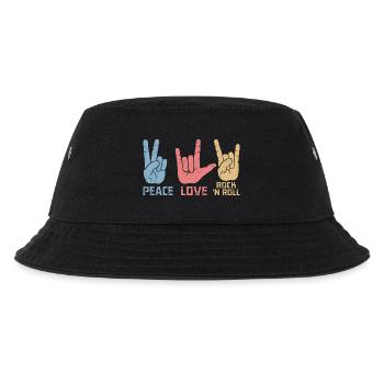 Peace Love Rock 'N Roll Music Guitar Rock Band - Kinder Bucket Hat - Schwarz - Vorne
