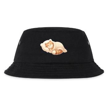 Katze Schlafen - Kinder Bucket Hat - Schwarz - Vorne