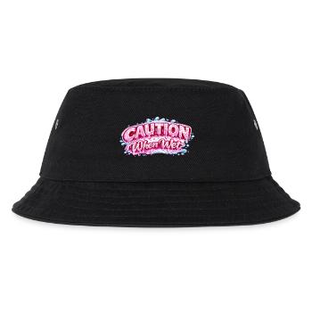 Vorsicht, wenn nasser, lustige, flirtige Aussage Tee Wortspiel sp - Kinder Bucket Hat - Schwarz - Vorne