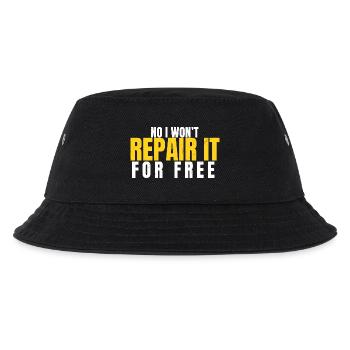 Nein, ich werde es nicht kostenlos reparieren. Lustiges Angebot - Kinder Bucket Hat - Schwarz - Vorne
