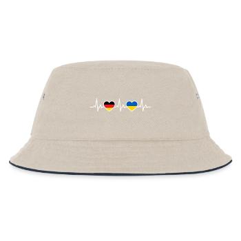 Ukraine Germany Heartbeat Flag Ukrainian - Kids’ Bucket Hat - ecru/navy - Front