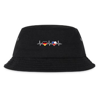 Chile Deutschland Herzschlag Flagge Chilene - Kinder Bucket Hat - Schwarz - Vorne