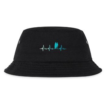 Retro Surf Heartbeat Surfing Surfer - Kids’ Bucket Hat - black - Front