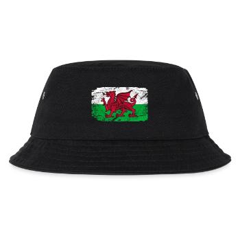 Wales Flag - Vintage Look - Kinder Bucket Hat - Schwarz - Vorne