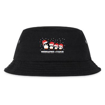 Weihnachten = Familie / X Mas / Pinguine / Schnee - Kinder Bucket Hat - Schwarz - Vorne