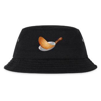 goldbraunen Pfannkuchen in der Pfanne wenden - Kinder Bucket Hat - Schwarz - Vorne