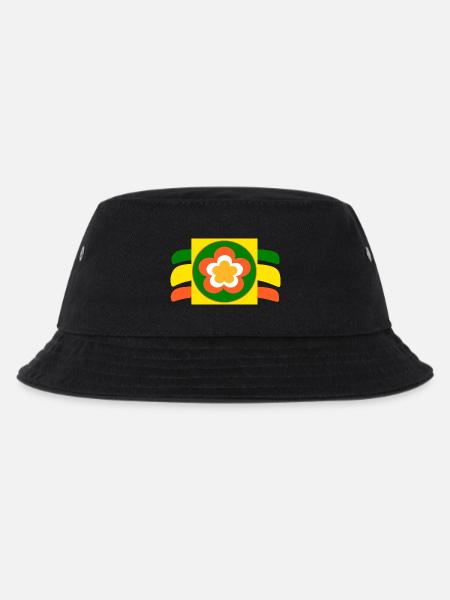 70er Jahre Blume Blüte - Kinder Bucket Hat - Schwarz