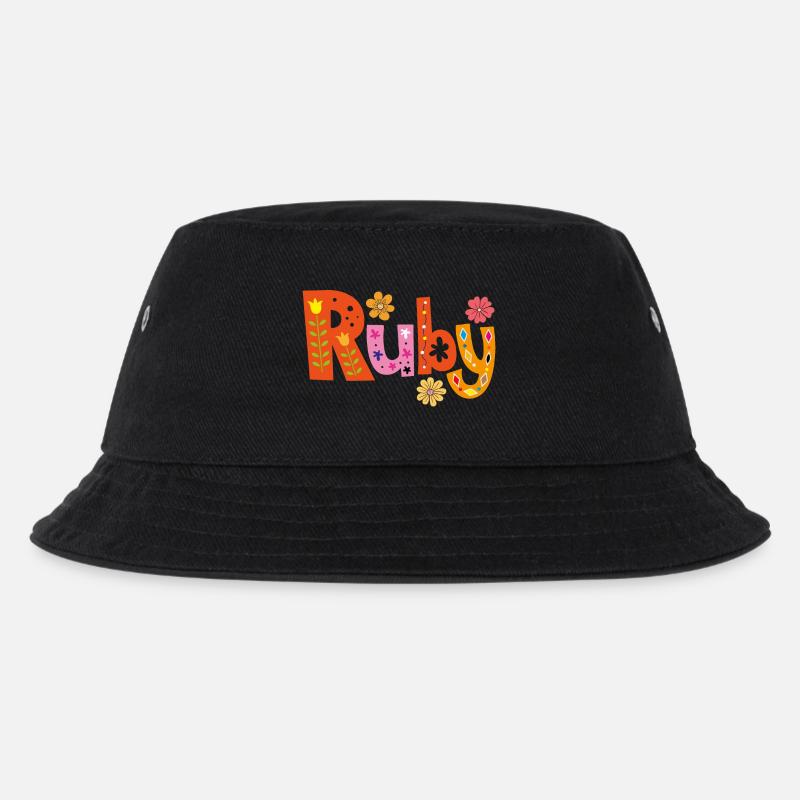 Personalisierter Ruby-Name - Kinder Bucket Hat - Schwarz