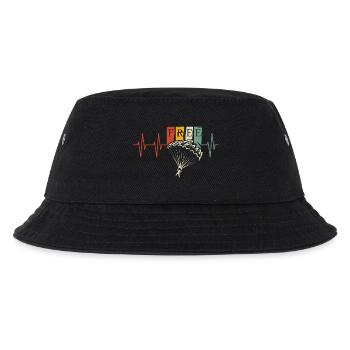 puls Fallschirm retro Herzschlag Symbol Springer - Kinder Bucket Hat - Schwarz - Vorne