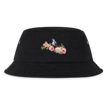 Vogel auf einem blühenden Ast im Frühling - Kinder Bucket Hat - Schwarz - Vorne