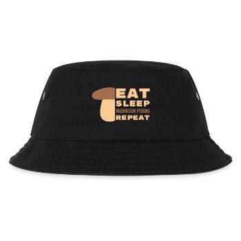 Essen, schlafen, Pilze sammeln, wiederholen - Kinder Bucket Hat - Schwarz - Vorne