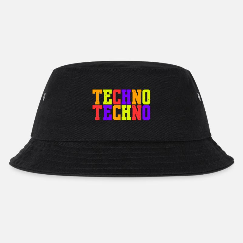 Techno Vibes - Kinder Bucket Hat - Schwarz