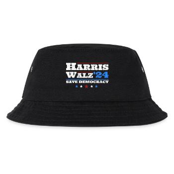 Kamala Harris & Tim Walz 2024 Support Vintage - Kinder Bucket Hat - Schwarz - Vorne