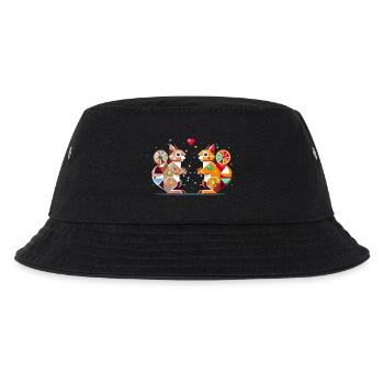 zwei Eichhörnchen mit Herz-farbenfroher Hingucker - Kinder Bucket Hat - Schwarz - Vorne