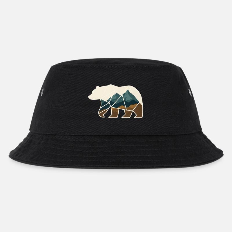 Bär Design geometrisch - Kinder Bucket Hat - Schwarz