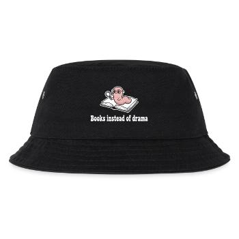 Bücher statt Drama: Wurm mit Lupe - Kinder Bucket Hat - Schwarz - Vorne