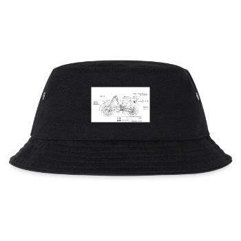 Motorcycle Blueprint: Custom Chopper - Kids’ Bucket Hat - black - Front