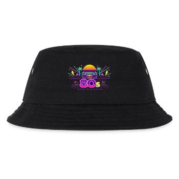 Neon 80er Boombox Sonnenuntergang - Kinder Bucket Hat - Schwarz - Vorne
