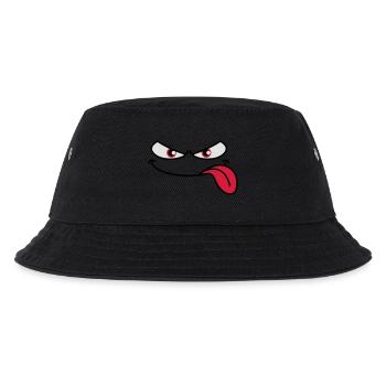 Evil-looking cartoon face tongue sticking out - Kids’ Bucket Hat - black - Front