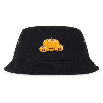 Halloween Kürbis Familie. Herbst Erntefest - Kinder Bucket Hat - Schwarz - Vorne