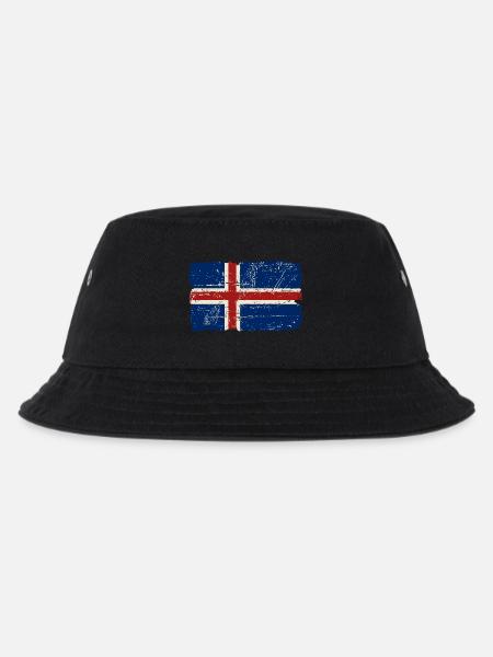 Iceland Vintage Flag - Kinder Bucket Hat - Schwarz