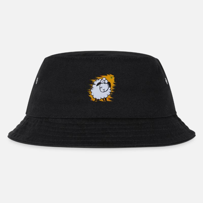 Lustiges Schäfchen auf orangem Hintergrund - Kinder Bucket Hat - Schwarz