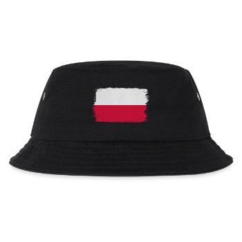 Polnische Flagge Pinselstil - Kinder Bucket Hat - Schwarz - Vorne