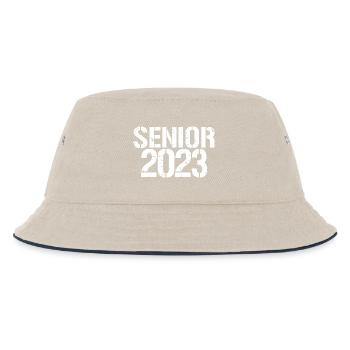 Senior 2023 Distressed Graduated Graduation Gift - Kids’ Bucket Hat - ecru/navy - Front