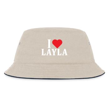 T-Shirt Ich liebe Layla T-Shirt Geschenkidee - Kinder Bucket Hat - Natur/Navy - Vorne